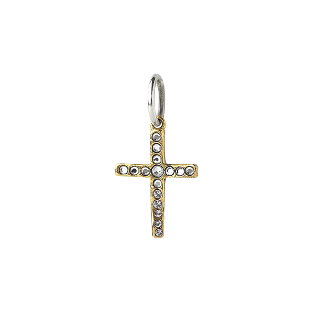 Waxing Poetic Amor Fati Single Cross Charm - BR, SS & Swarovski