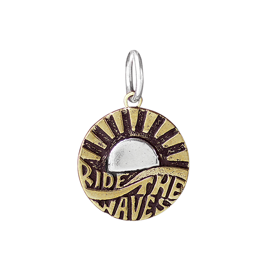Waxing Poetic High Vibes Charm - Ride the Waves - Brass & Sterling Silver