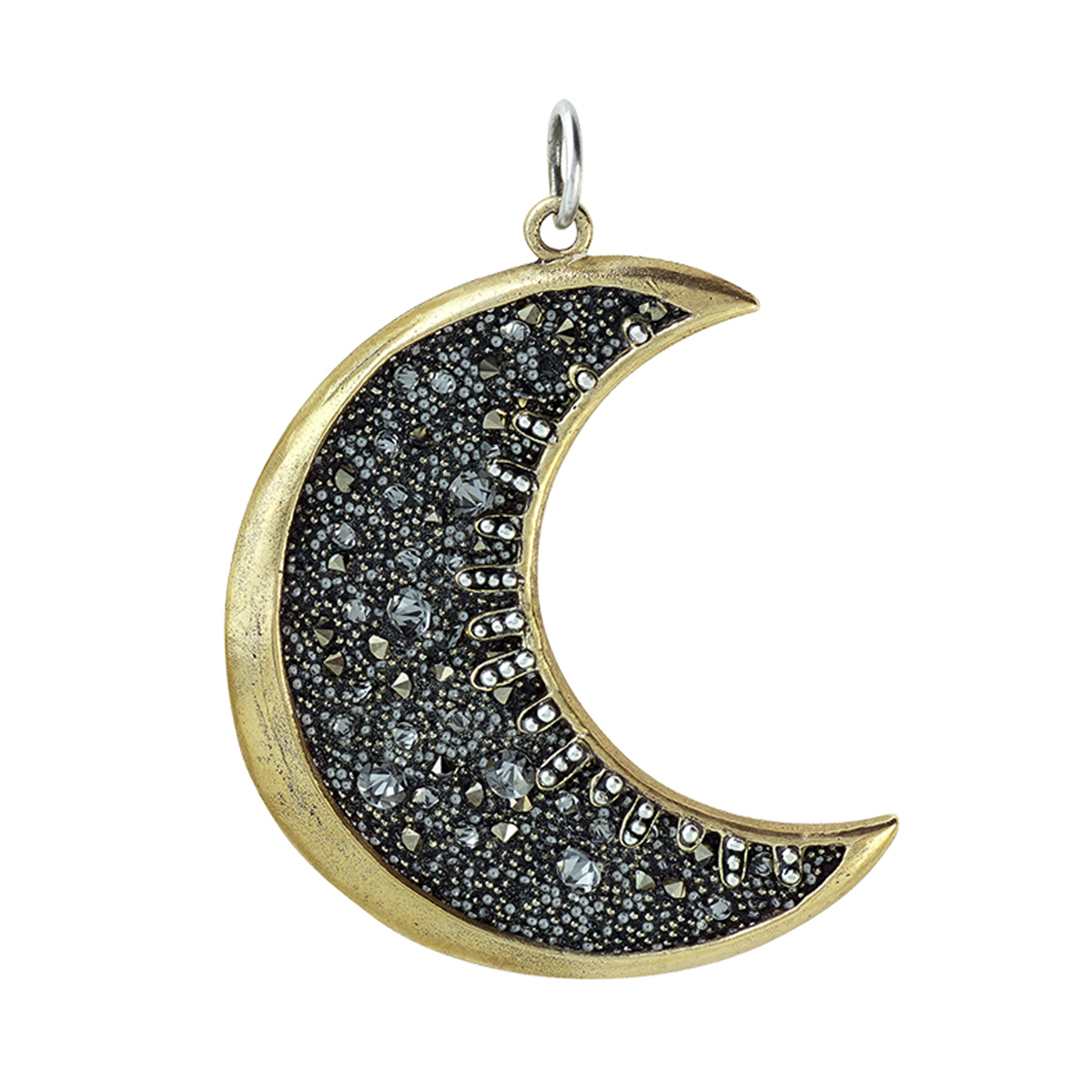 Waxing Poetic Moonshadow Pendant - Brass, Sterling Silver & Swarovski