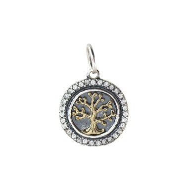 Waxing Poetic Heart's Content Charm - Tree of Life - BR, SS & Swarovski