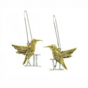 Waxing Poetic In Time Earrings - Brass and Sterling Silver