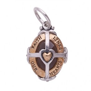Waxing Poetic Mother's Cross Charm - Bronze & Sterling Silver-Smoky Quartz