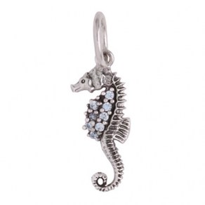 Waxing Poetic Natural Beauties Charm - Seahorse - Sterling Silver and CZ