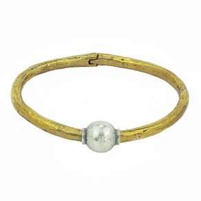 Waxing Poetic Rime Bangle - Round - Brass and Sterling Silver