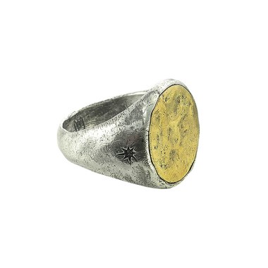 Waxing Poetic Symbol Signet Ring - Sterling Silver and Brass