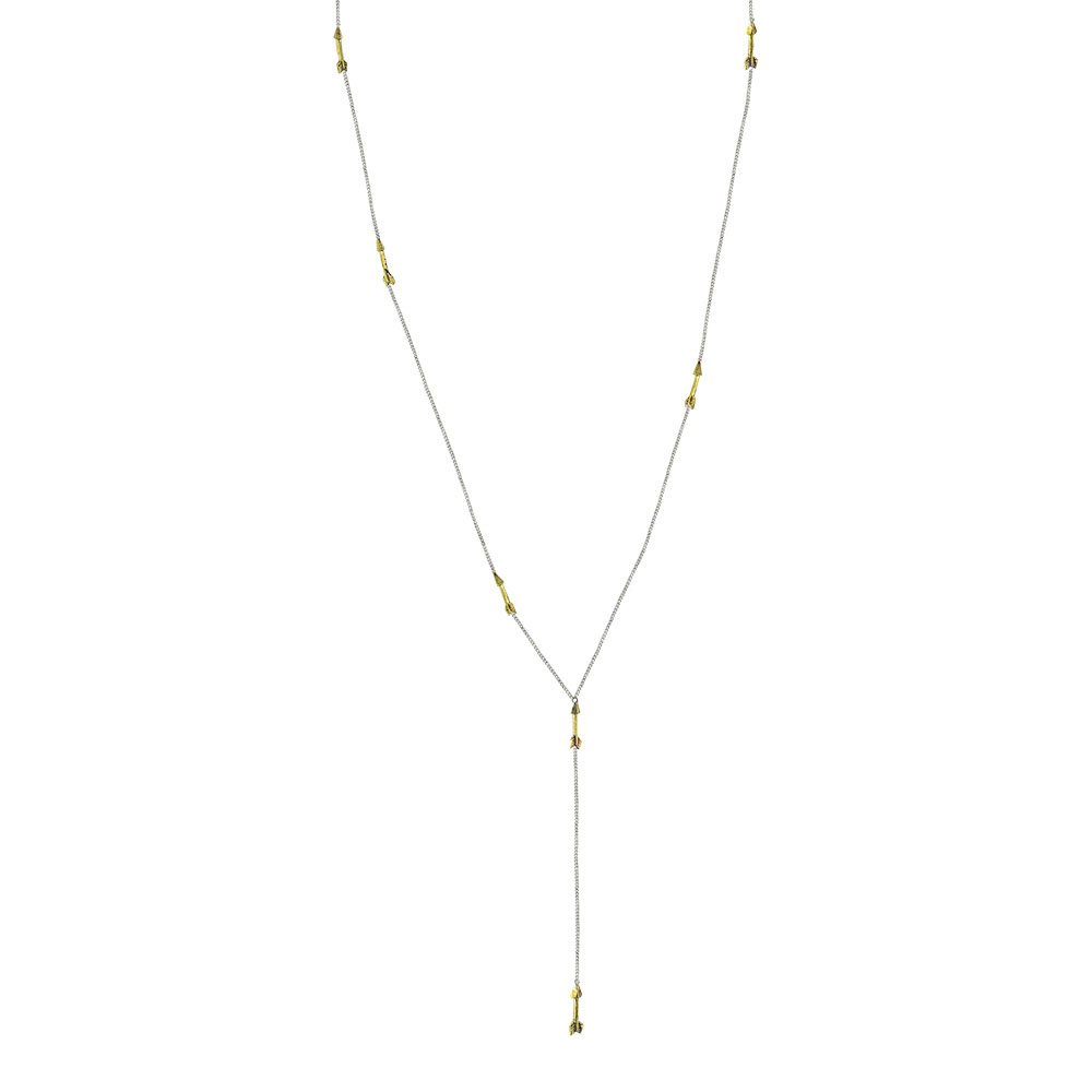 Waxing Poetic Arrow Minuet Drop Necklace - SS/BR - 43cm + 7.6cm ext