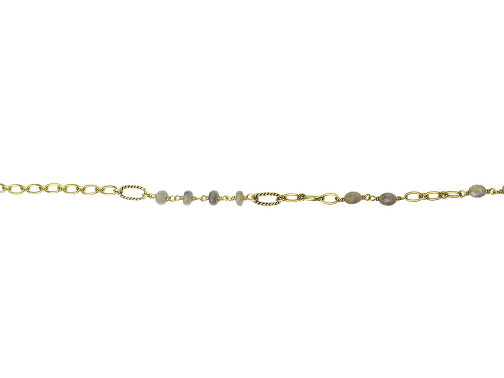 Waxing Poetic Rossini Chain - Brass & Labradorite 81cm