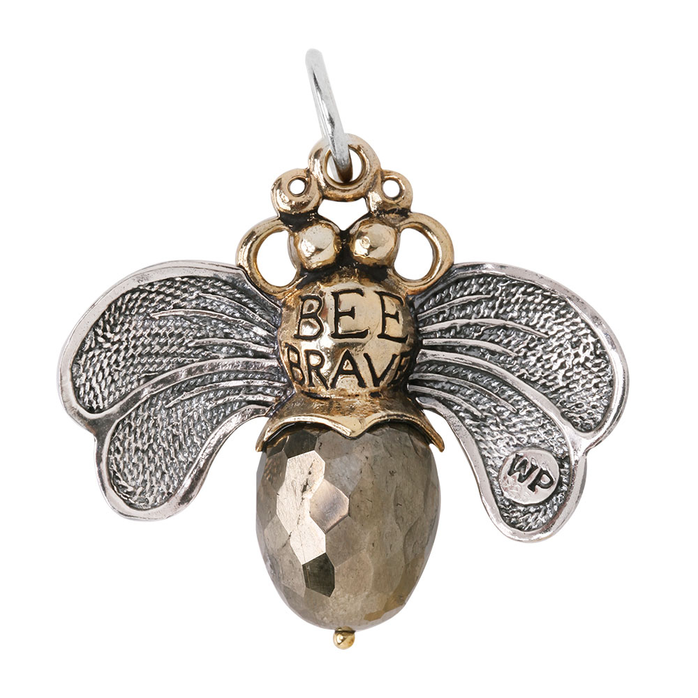 Waxing Poetic Bee Brave Pendant - Sterling Silver, Brass & Pyrite