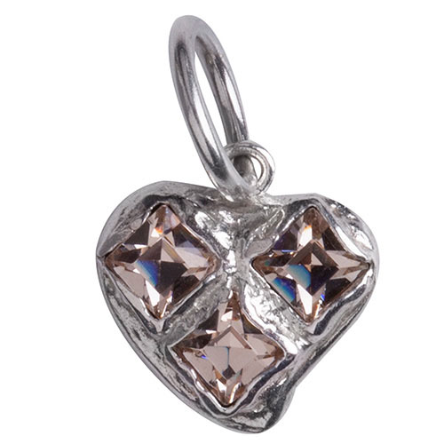 Waxing Poetic Bright Heart Charm - Sterling Silver - Swarovsk