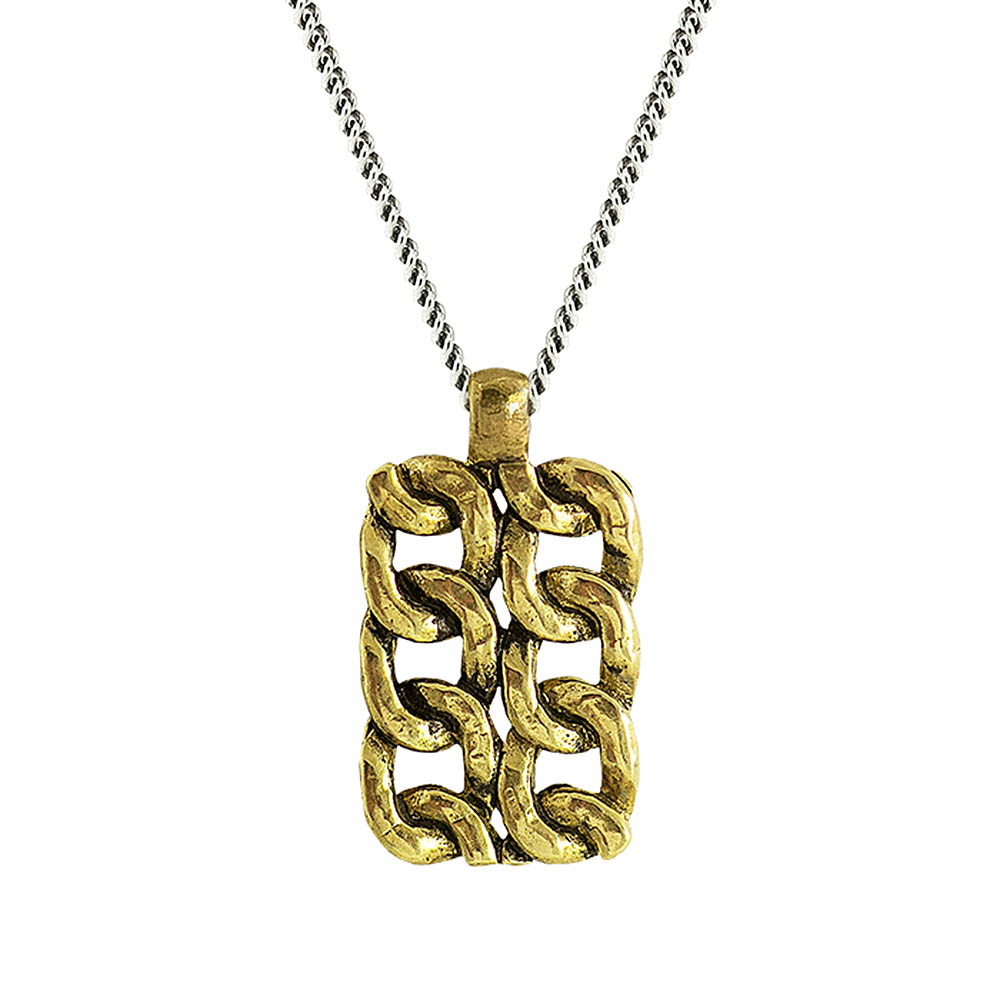Waxing Poetic Chain Tag Necklace - Sterling Silver and Brass - 61cm