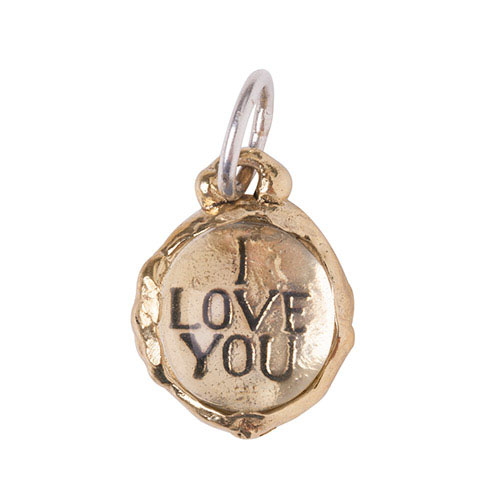 Waxing Poetic Clarus Charm - I Love You - Brass & Glass