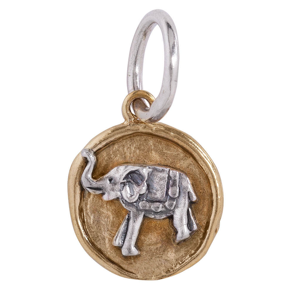 Waxing Poetic Camp Charm - Elephant- Sterling Silver & Brass
