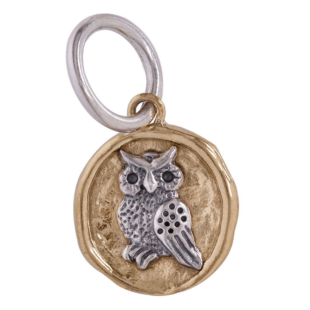 Waxing Poetic Camp Charm - Owl - Sterling Silver & Brass