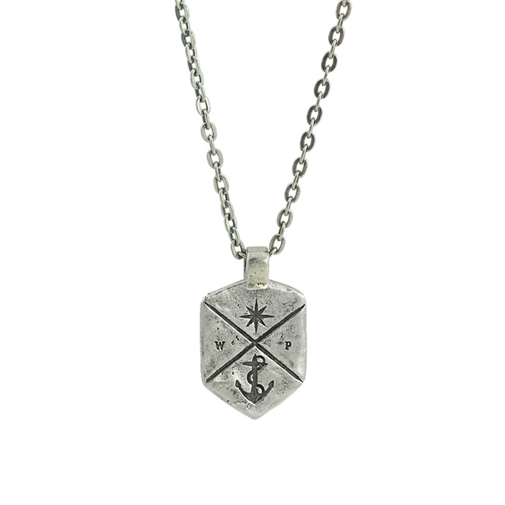 Waxing Poetic Coat of Arms Necklace - Sterling Silver and Brass - 61cm