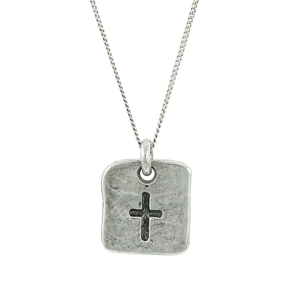 Waxing Poetic Cross Tag Necklace -Sterling Silver - 55cm