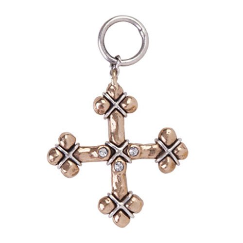 Waxing Poetic Everlasting Cross Charm - Peace - Bronze & Sterling Silver