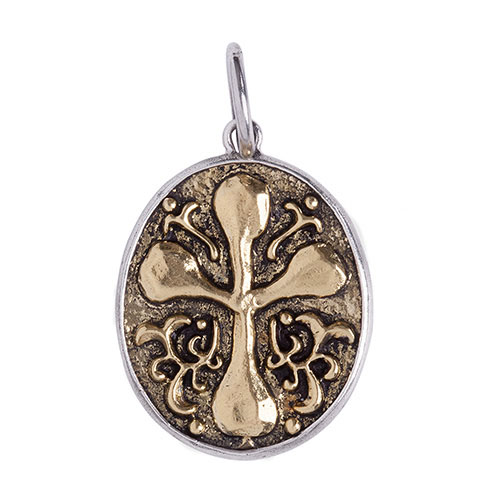 Waxing Poetic FREEDOM POETIC CROSS - LARGE - Sterling Silver & Brass