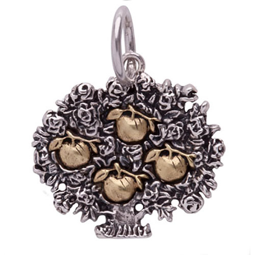 Waxing Poetic Family Po-e-tree Charm - 4 apples - Sterling Silver & Brass