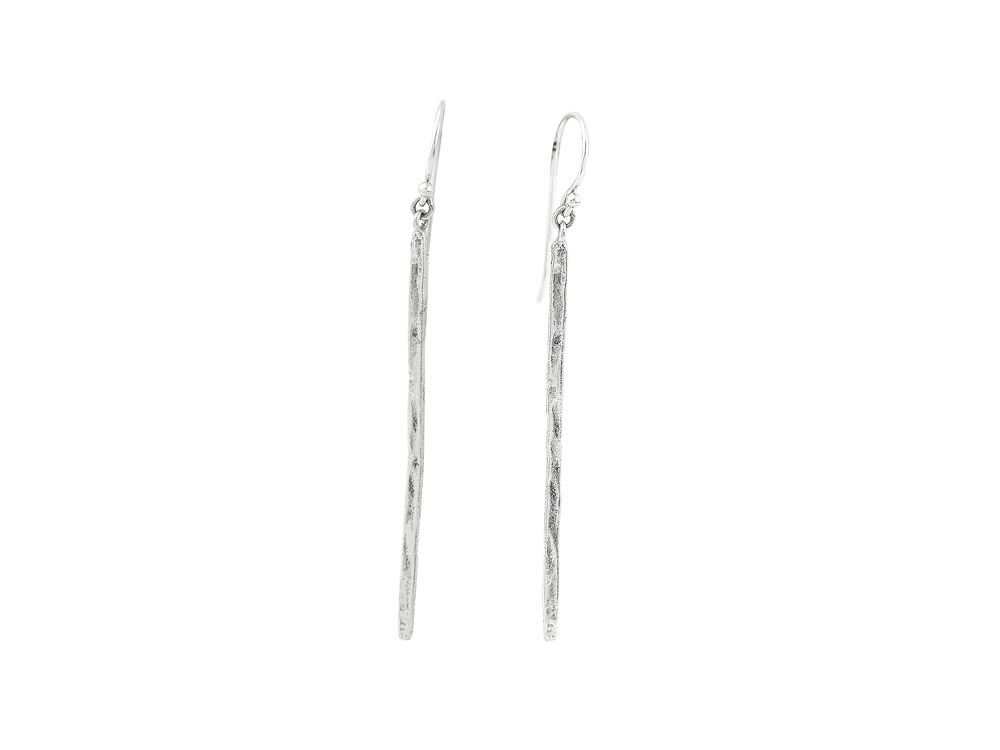 Waxing Poetic Gestural Baton Drop Earrings - Sterling Silver