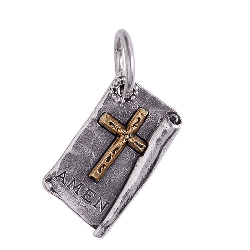 Waxing Poetic THE GOOD BOOK PAGES Charm - AMEN - Sterling Silver/Brass