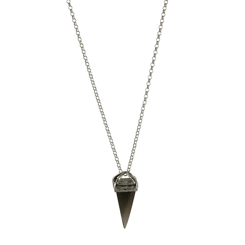 Waxing Poetic Gravitas Necklace - Sterling Silver and Smoky Quartz - 76cm