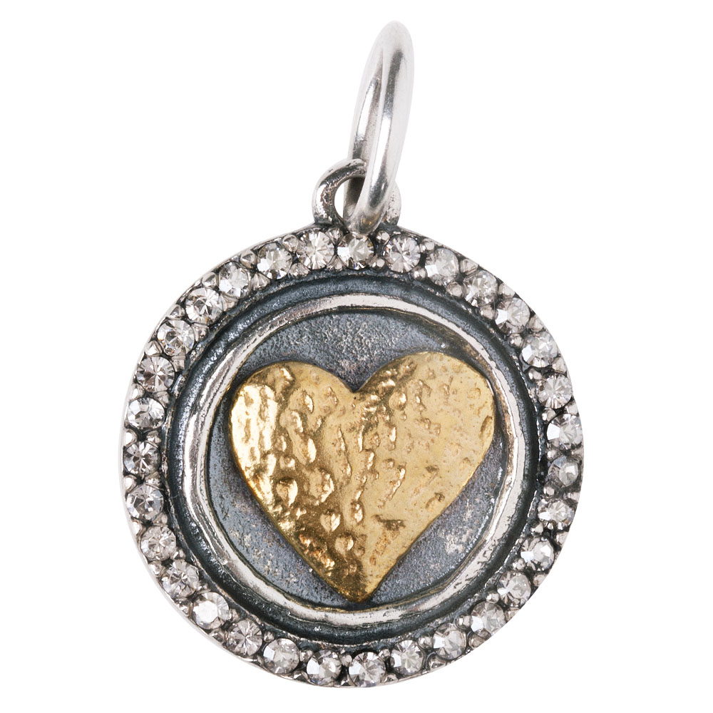 Waxing Poetic Heart's Content Charm - Sterling Silver, Brass & Swarovski