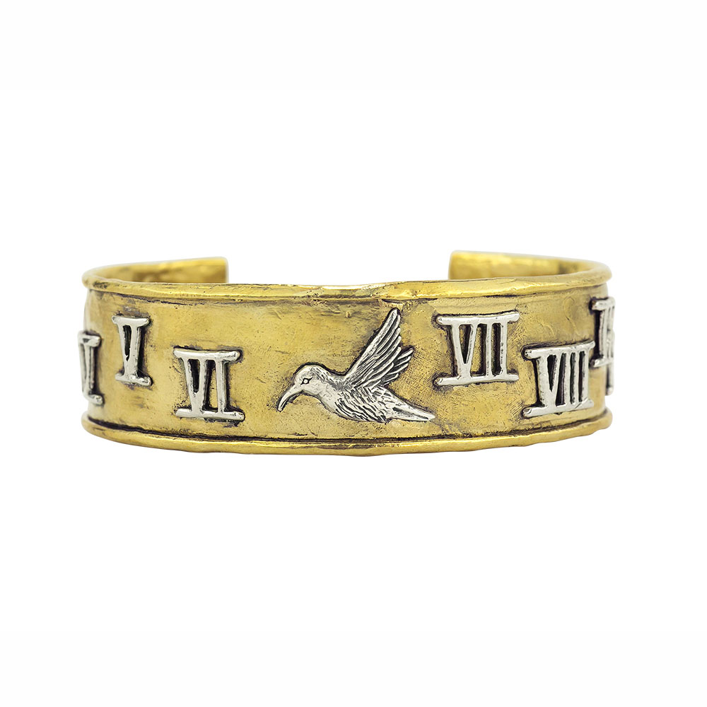Waxing Poetic In Time Cuff - Brass and Sterling Silver