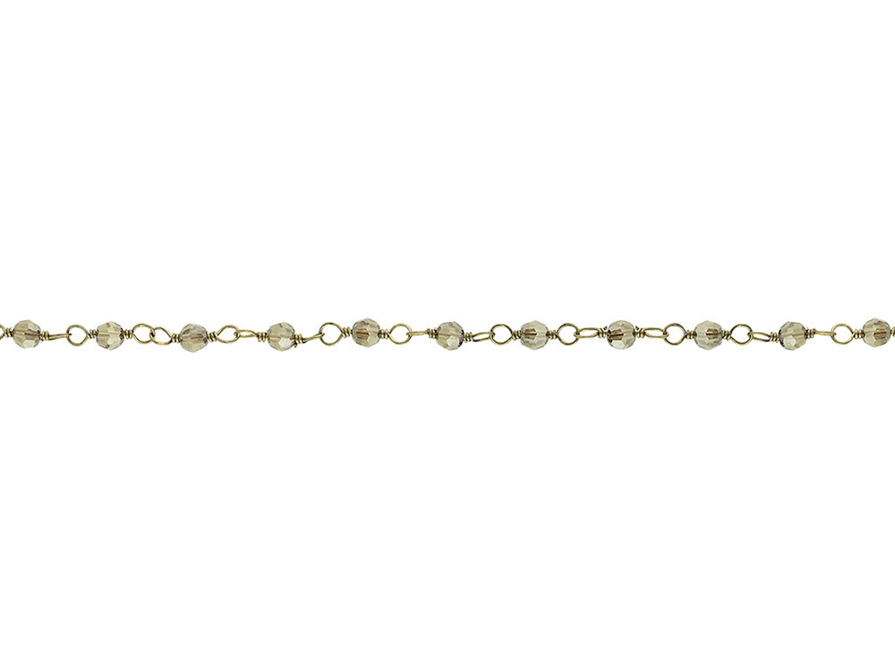 Waxing Poetic Juliet Y Necklace - Brass and Swarovski Beads - 81cm w/ 15cm Drop - Bronze