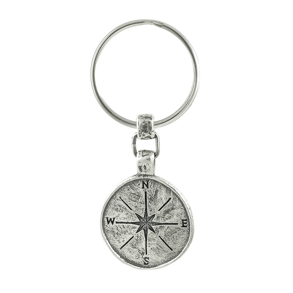 Waxing Poetic Compass Key Fob - Sterling Silver