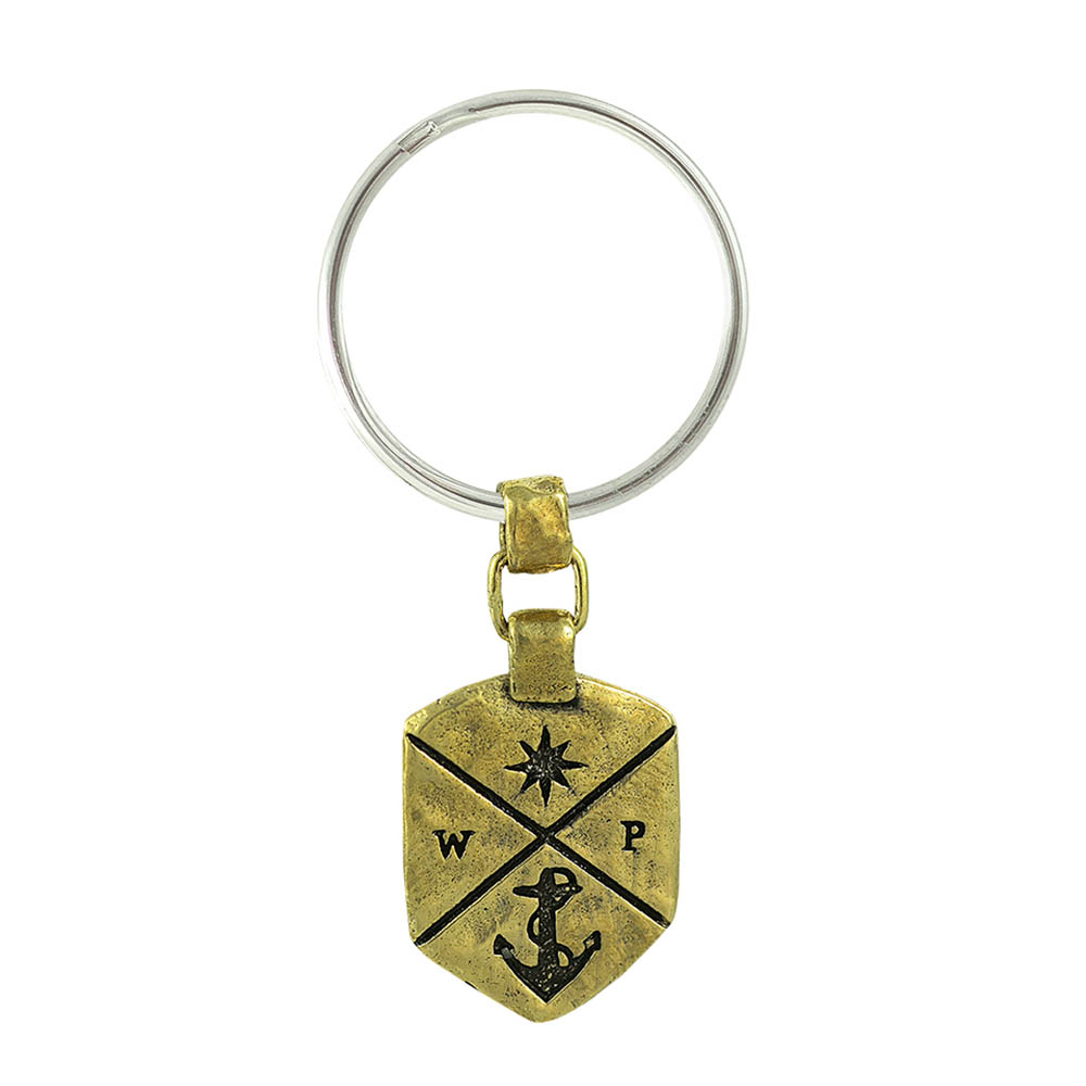 Waxing Poetic Coat of Arms Key Fob - Brass