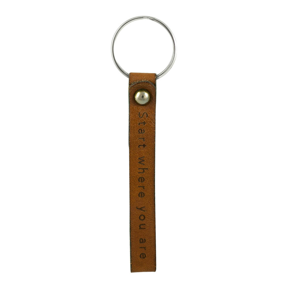 Waxing Poetic Start Where You Are Key Fob - Leather and Brass