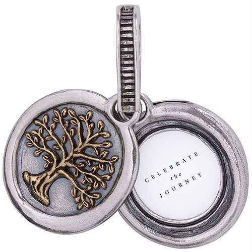 Waxing Poetic Tree Of Life Frame Locket Set-Sterling Silver & Brass