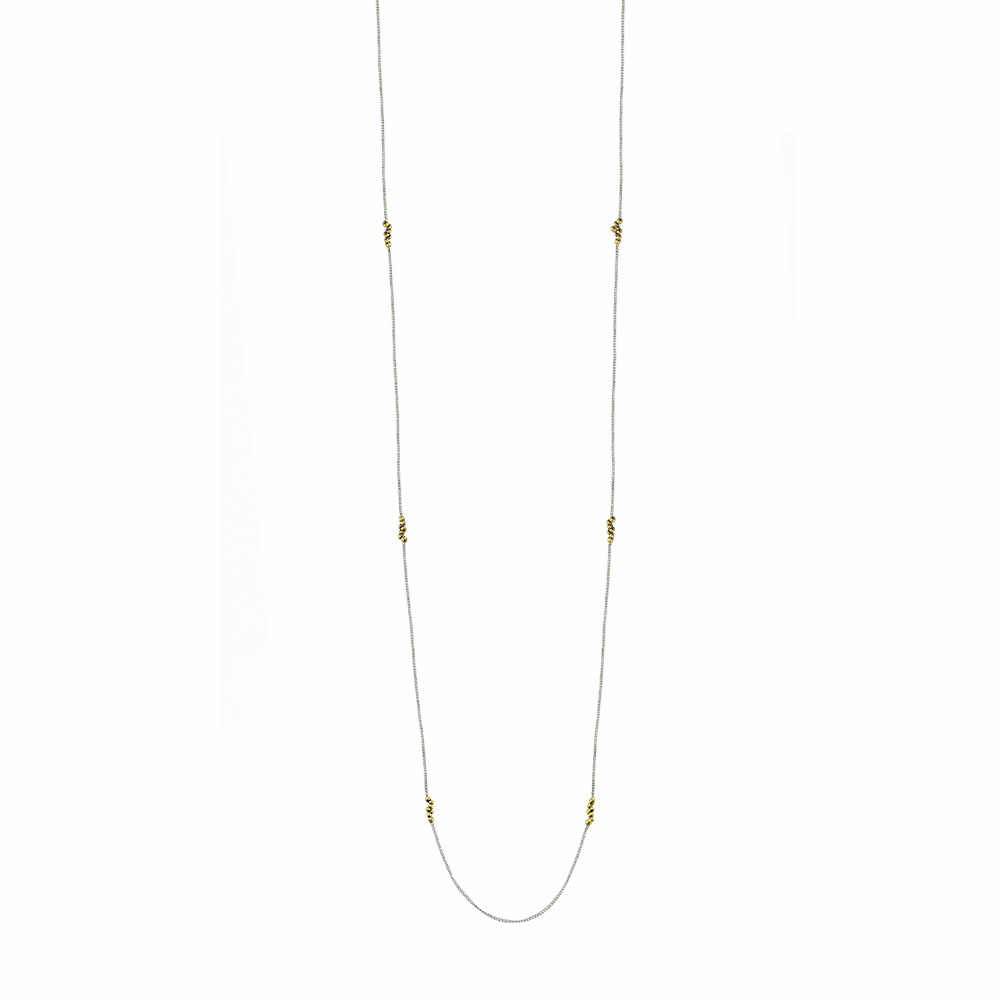 Waxing Poetic Granulated Minuet Chain - Sterling Silver and Brass - 81cm