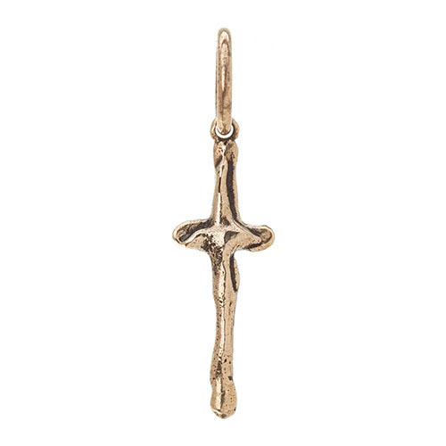 Waxing Poetic Small Waxy Cross Charm - Bronze