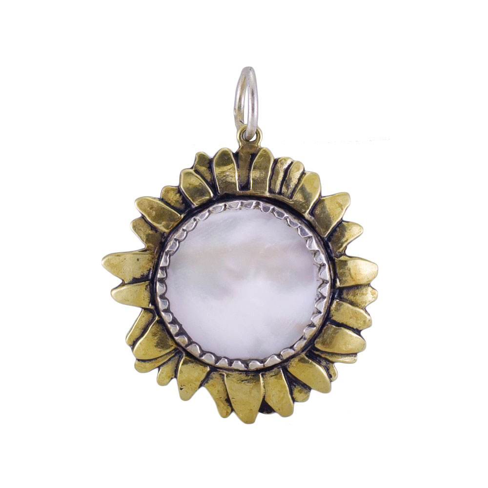 Waxing Poetic Moon Daisy Large White Pearl Pendant