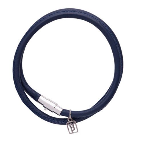 Waxing Poetic Nestel Leather Bracelet-Navy Leather, Sterling Silver & Stainless Steel