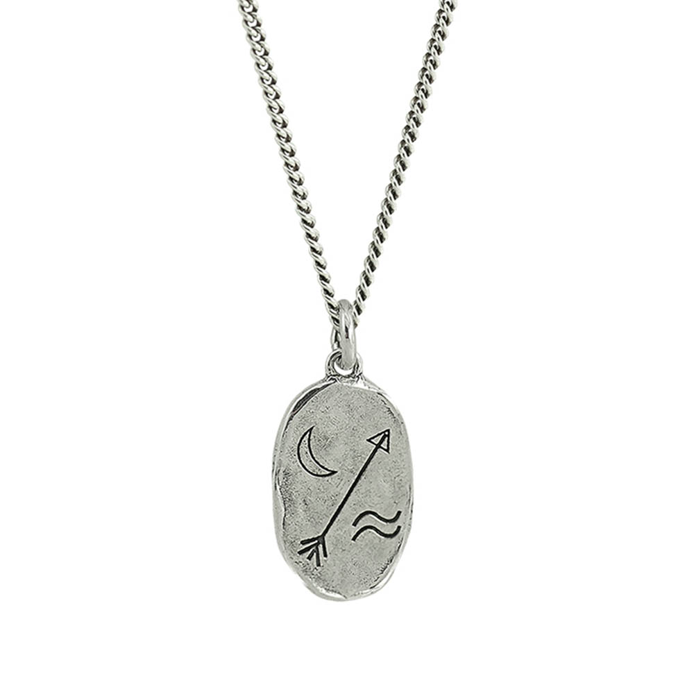 Waxing Poetic Oval Symbol Necklace - Sterling Silver - 66cm