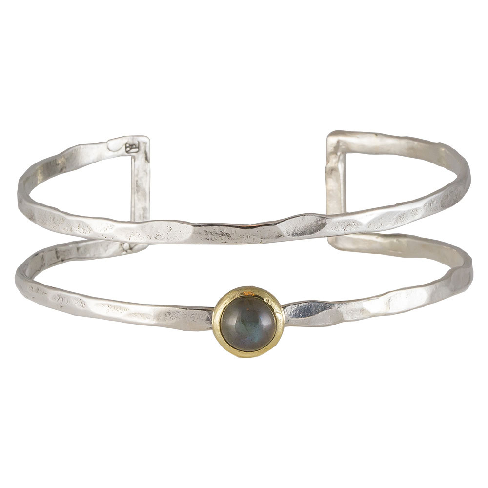 Waxing Poetic Periphery Double Cuff - SS, BR & Labradorite