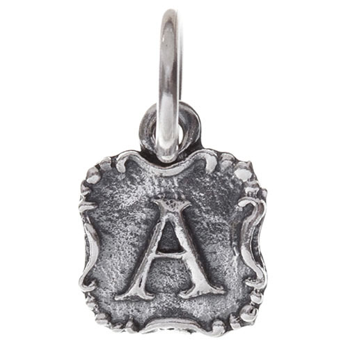Waxing Poetic Crest Insignia Charm- Silver- Letter A