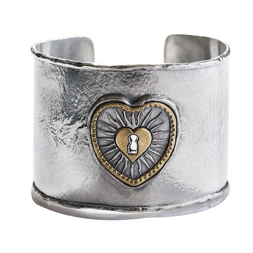 Waxing Poetic Solvere Large Heart Cuff - Sterling Silver & Brass