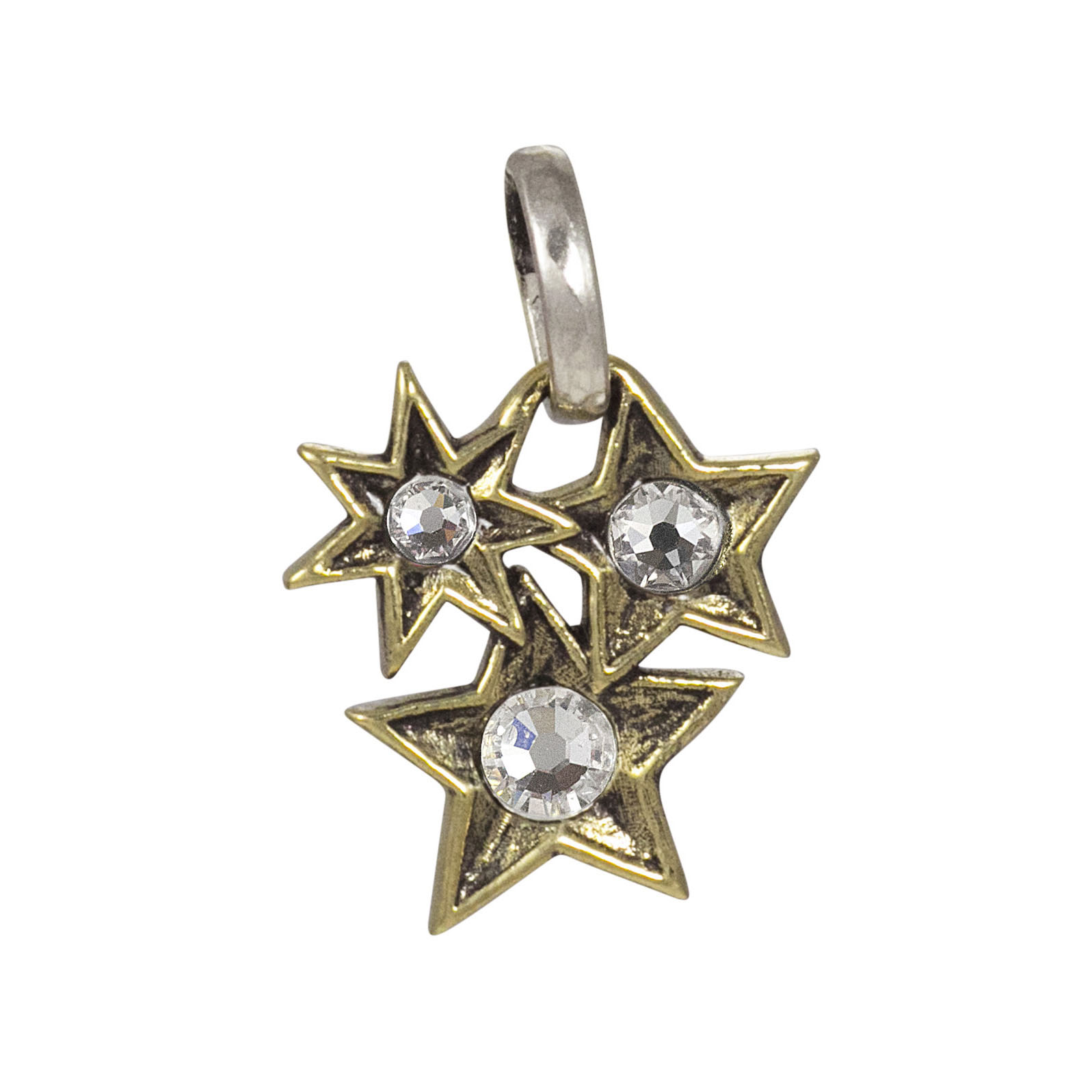 Waxing Poetic Starlight Cluster Pendant - Brass, Sterling Silver and CZ
