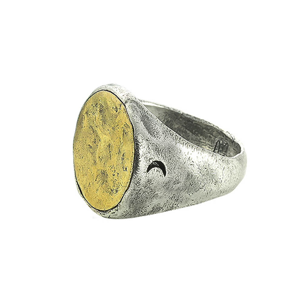 Waxing Poetic Symbol Signet Ring - Sterling Silver and Brass