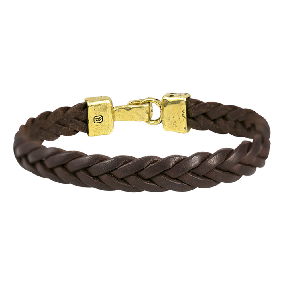 Waxing Poetic Unified Front Leather Bracelet - Brass - Large
