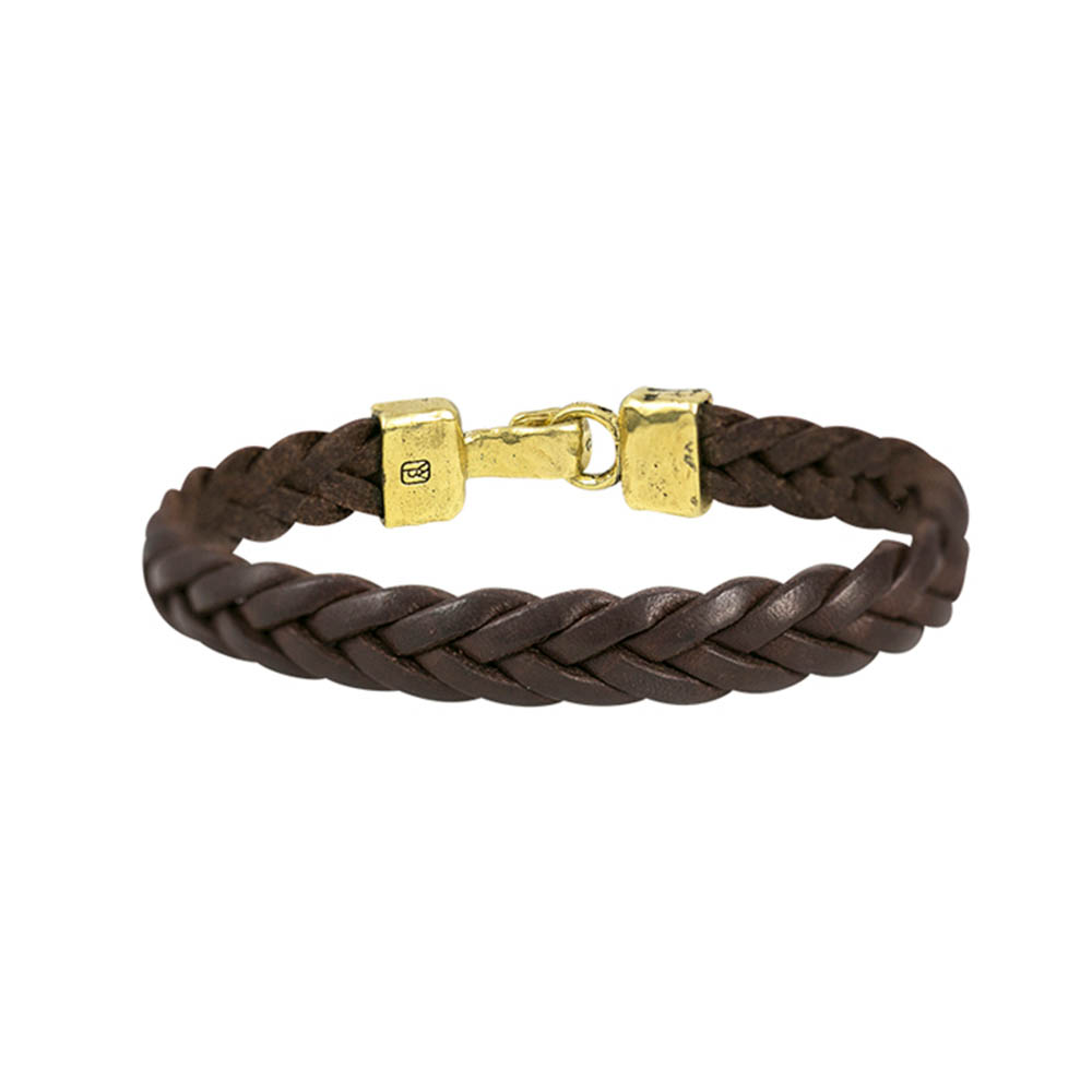 Waxing Poetic Unified Front Leather Bracelet - Brass - Small